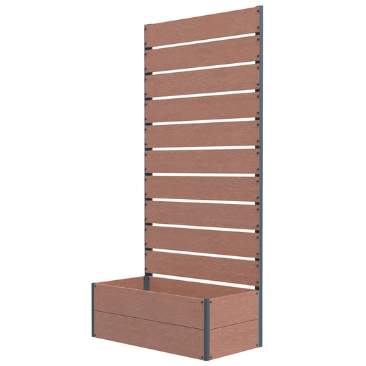 Raised Garden Bed With Trellis, Elevated Planter Box, 28" x 15" x 59", Light Brown Wooden Planter Boxes Light Brown, Dark Brown at Gallery Canada