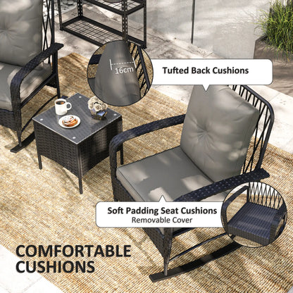3pc Rattan Bistro Set, Wicker Patio Furniture, Rocking Chairs, Grey Bistro Sets at Gallery Canada