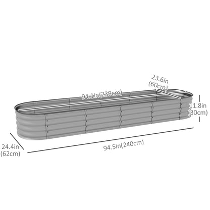 7.9 x 2 x 1ft Galvanized Raised Garden Bed Kit, Metal Planter Box with Safety Edging, Silver at Gallery Canada
