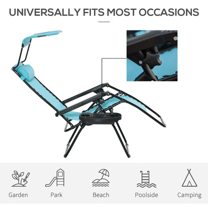 Foldable Lounge Chair with Canopy, Outdoor Zero Gravity Chair, Sky Blue Lounger Chairs at Gallery Canada