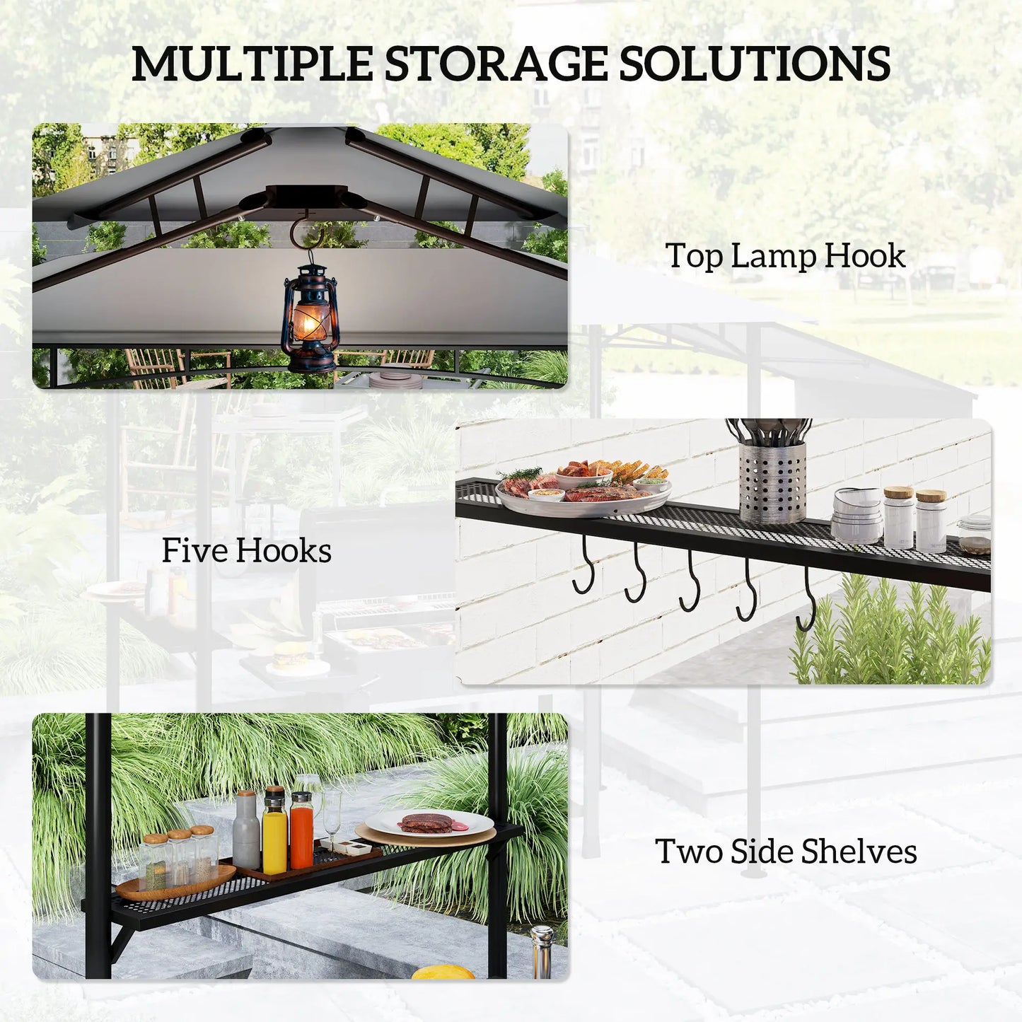 8'x5' Grill Gazebo, Double Tiered Barbecue Shelter, Light Grey BBQ Grill Gazebos at Gallery Canada