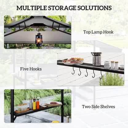 8'x5' Grill Gazebo, Double Tiered Barbecue Shelter, Light Grey BBQ Grill Gazebos at Gallery Canada