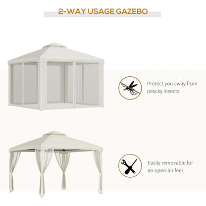 10' x 10' Patio Gazebo, Steel Frame, Mosquito Netting, Cream White Gazebos at Gallery Canada