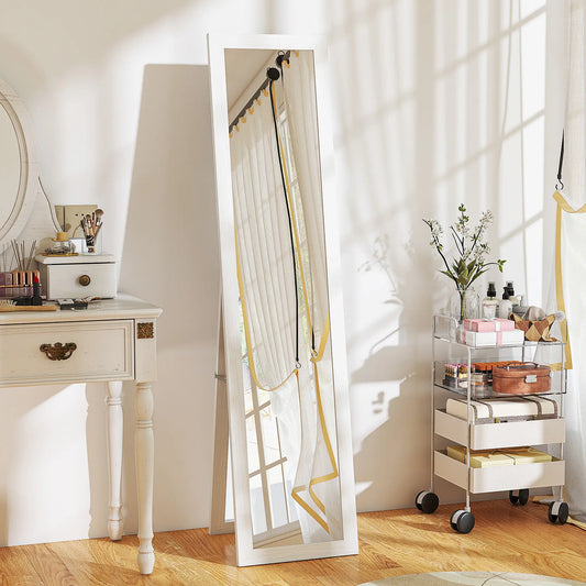 15" x 62" Full Length Mirror for Bedroom, Free Standing Dressing Mirror, Wall Mirror for Living Room, White Full Length Mirrors White, Clear at Gallery Canada
