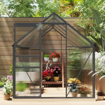 6' x 8' x 6.5' Polycarbonate Greenhouse, Walk-in, Adjustable Roof Vent, Charcoal Grey Walk In Greenhouses at Gallery Canada