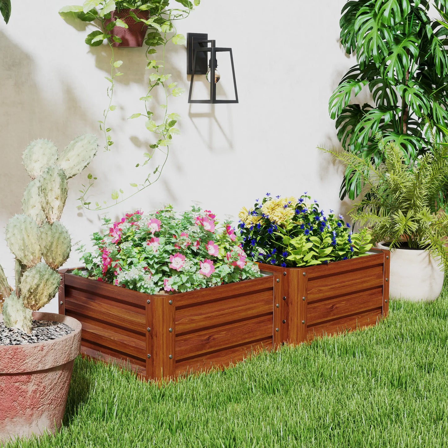 2' x 2' x 1' Raised Garden Bed, Dark Brown Galvanized Planter Boxes at Gallery Canada