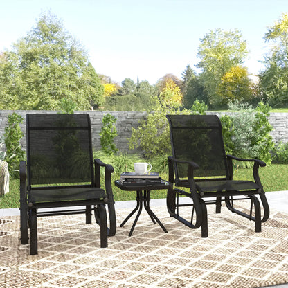 3PCs Gliding Rocking Chair, Bistro Tea Table Set, Black Outdoor Gliders at Gallery Canada