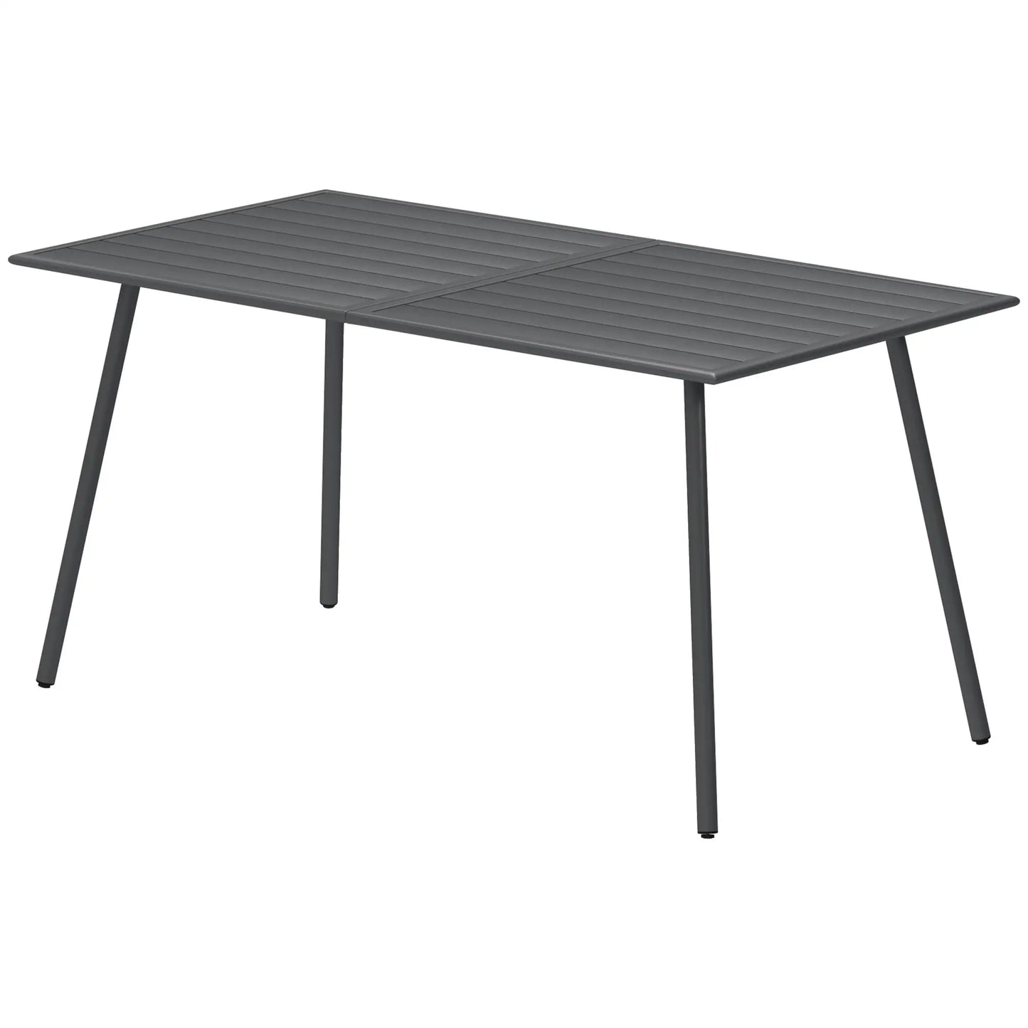 Rectangle Patio Dining Table for 6, Metal Steel Slat, 59" x 31.5" x 29", Grey Patio Dinning Tables Dark Grey at Gallery Canada