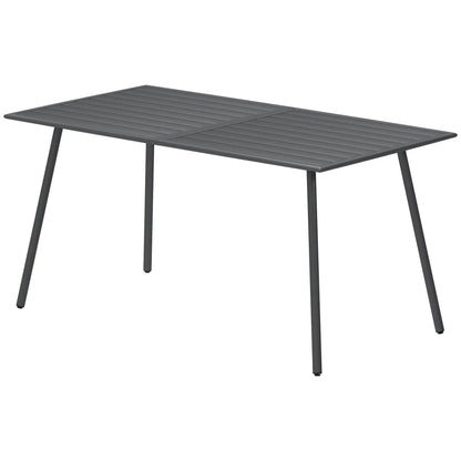 Rectangle Patio Dining Table for 6, Metal Steel Slat, 59" x 31.5" x 29", Grey Patio Dinning Tables Dark Grey at Gallery Canada