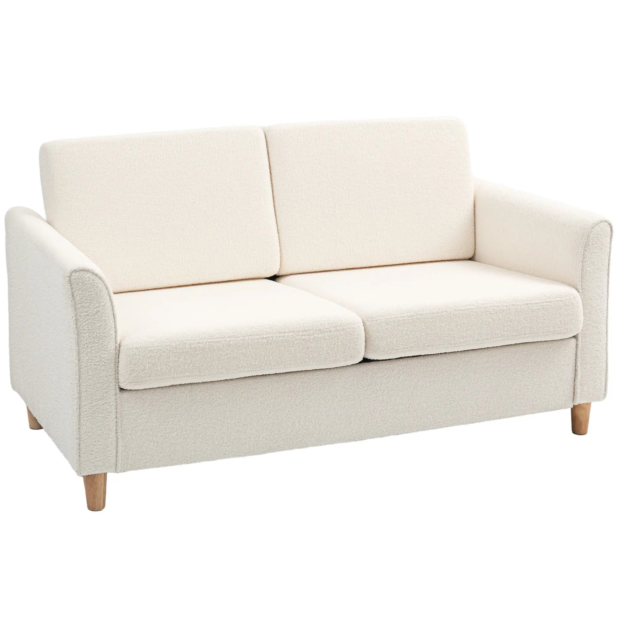 2-Seat Sofa with Armrests, Wood Legs, 2-Seater, Cream White 2-Seater Sofas at Gallery Canada