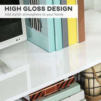 Lighted TV Stand for 75" TVs, Storage Cabinet, High Gloss, White TV Stands at Gallery Canada