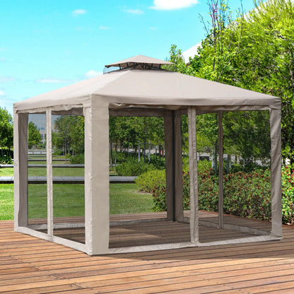 10' x 10' Outdoor Gazebo, Steel Frame, Canopy Shelter, Brown Gazebos at Gallery Canada