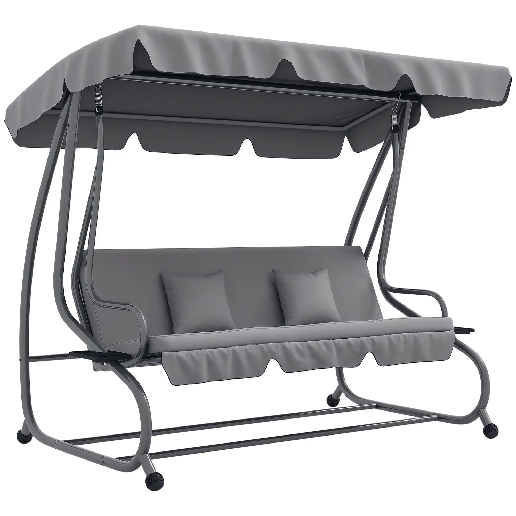 3-Seater Patio Swing Chair, Adjustable Canopy, 2 Pillows, Light Grey Porch Swings with Canopy at Gallery Canada