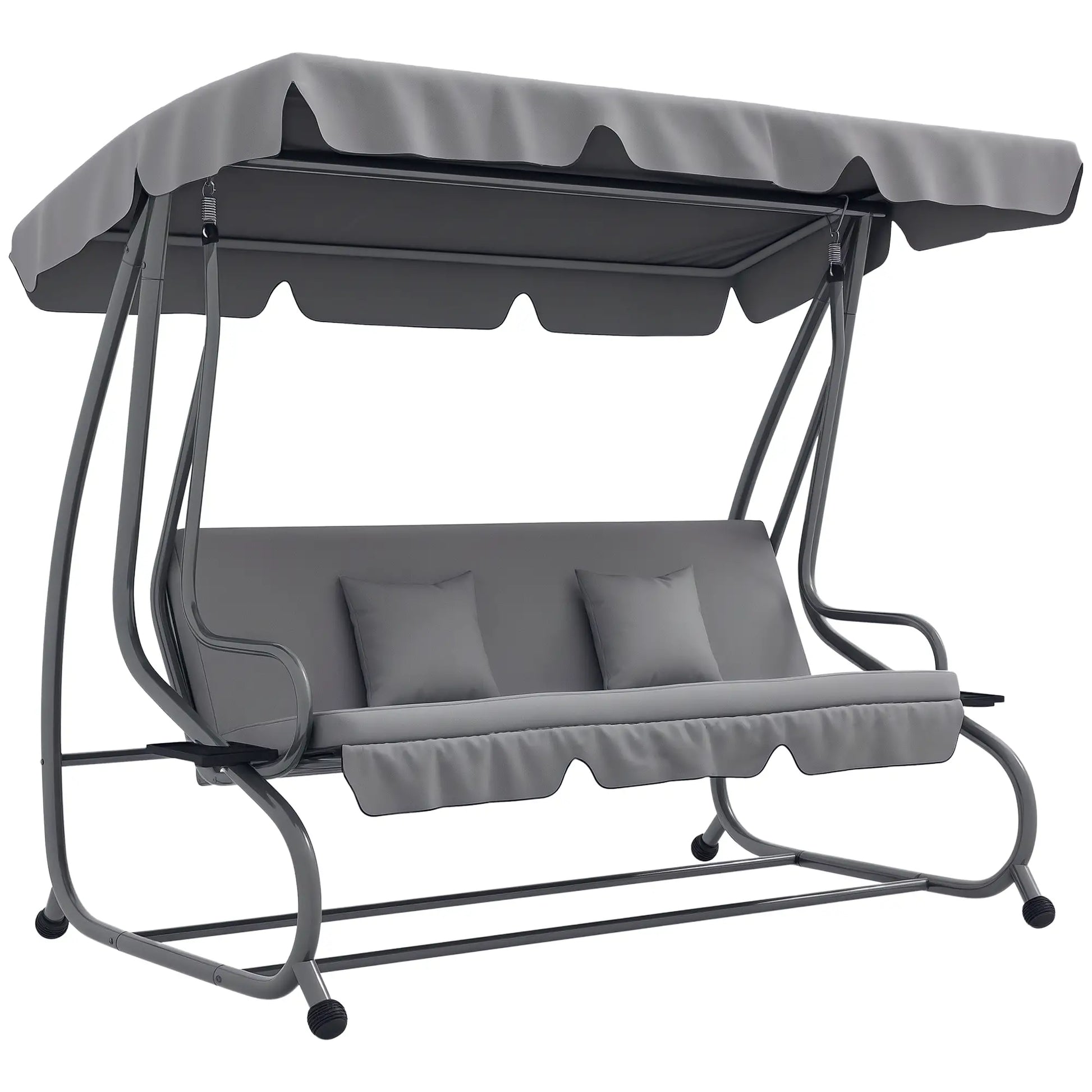 3-Seater Patio Swing Chair, Adjustable Canopy, 2 Pillows, Light Grey Porch Swings with Canopy at Gallery Canada