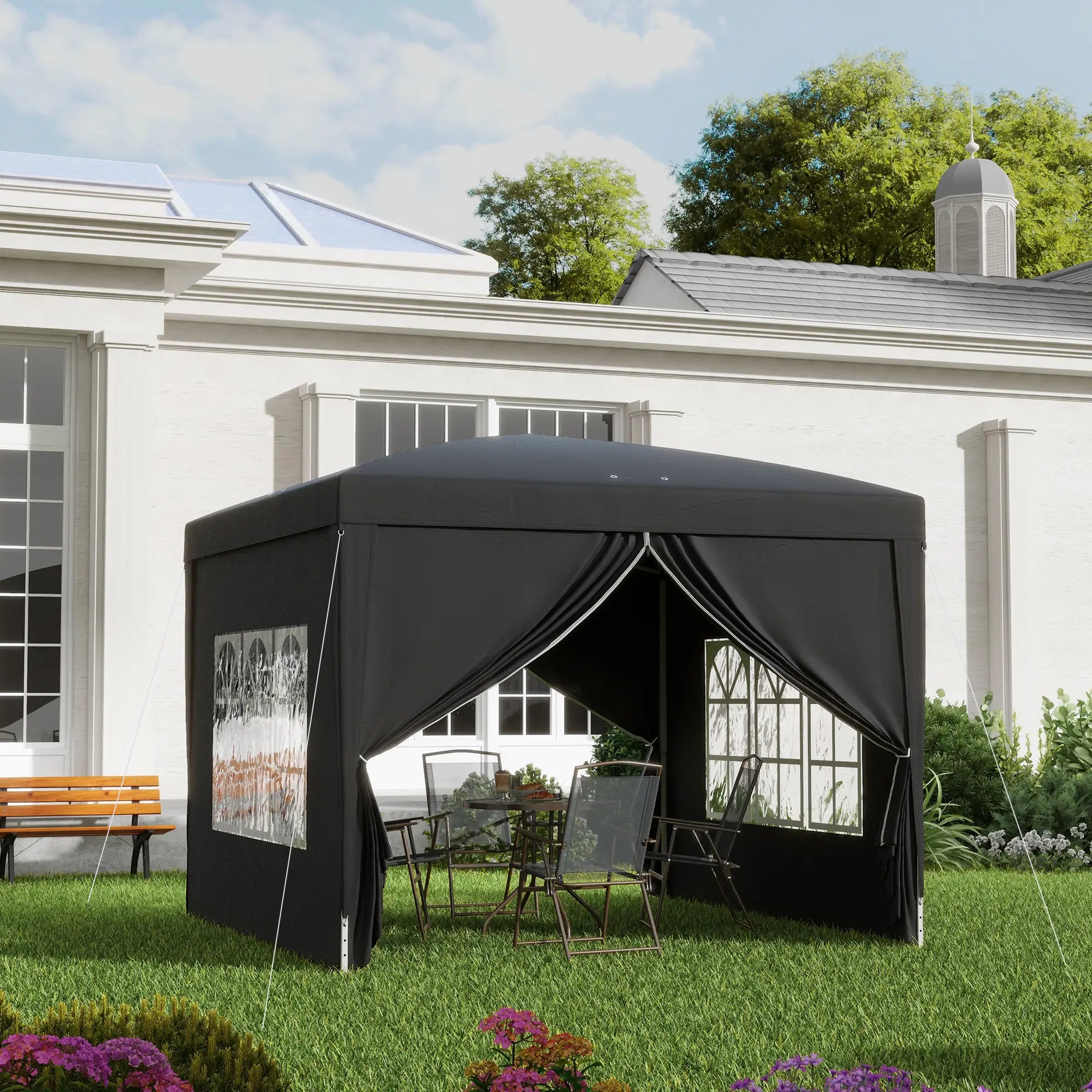 10'x10' Outdoor Pop Up Tent, Wedding Gazebo Canopy, Black Pop Up Canopies at Gallery Canada