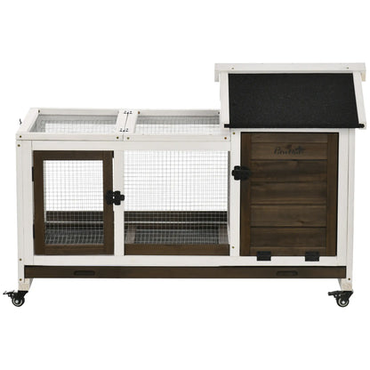 Rabbit Cage with Wheels, Ramp, Run, Tray, Indoor Outdoor Rabbit Hutch White, Coffee, Black at Gallery Canada