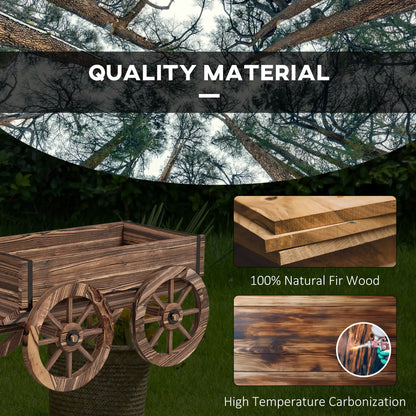 Wooden Wagon Planter Box, Raised Garden Bed, Carbonized Elevated Garden Beds at Gallery Canada
