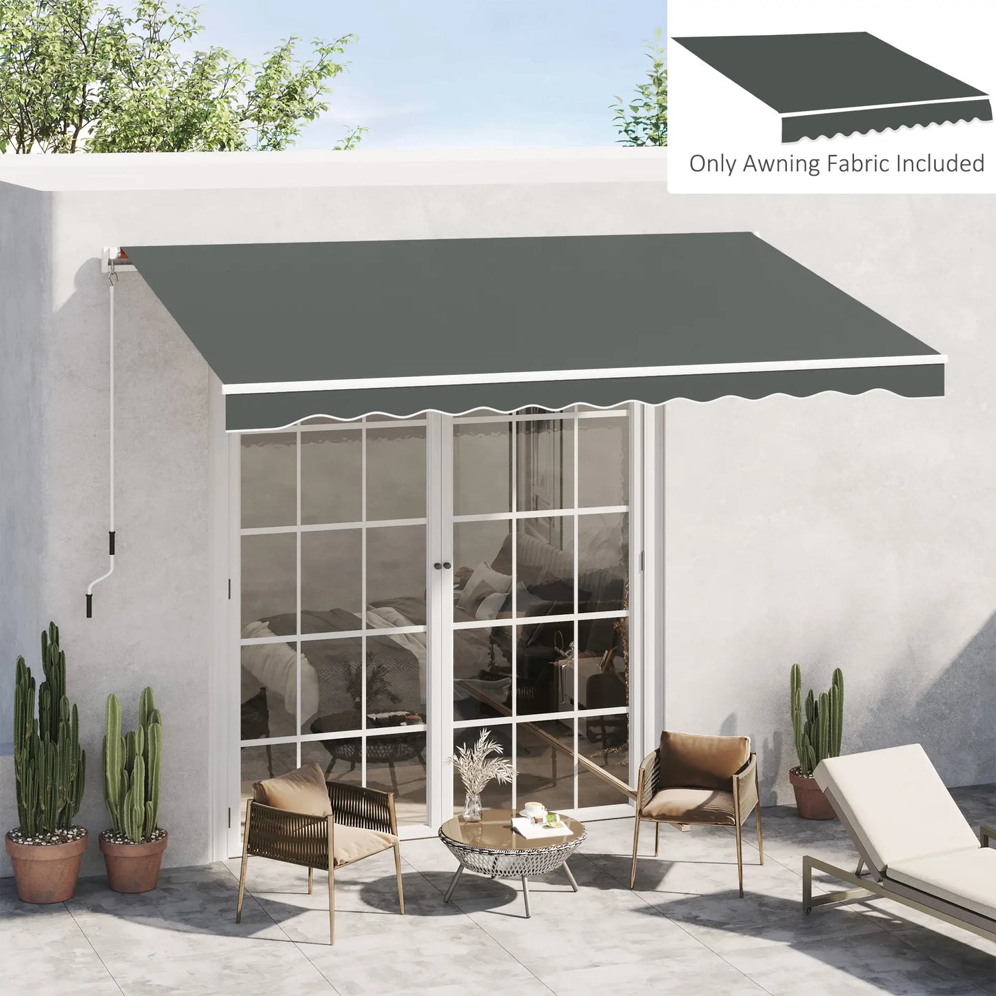 13' x 8' Retractable Awning Fabric, UV Protection, Grey Awning Fabric Replacement at Gallery Canada