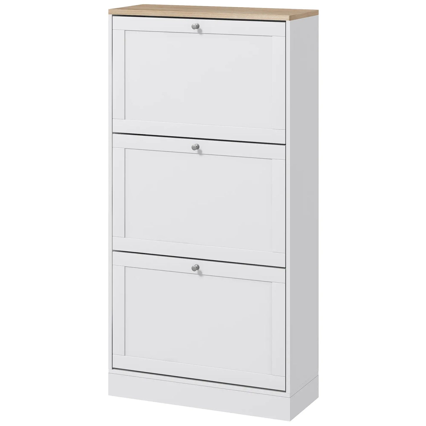 Modern Shoe Storage, 3 Flip Drawers, Adjustable Shelves, 18 Pairs, White Shoe Storage Cabinets & Racks White at Gallery Canada