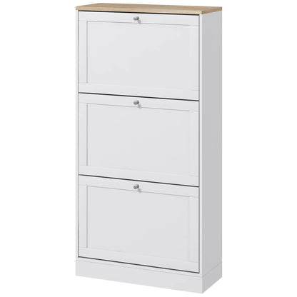 Modern Shoe Storage, 3 Flip Drawers, Adjustable Shelves, 18 Pairs, White Shoe Storage Cabinets & Racks White at Gallery Canada