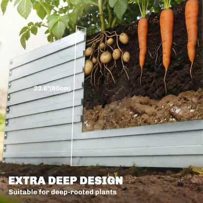 8' x 4' x 2' Raised Garden Bed, Galvanized Planter Box, Silver Galvanized Planter Boxes at Gallery Canada