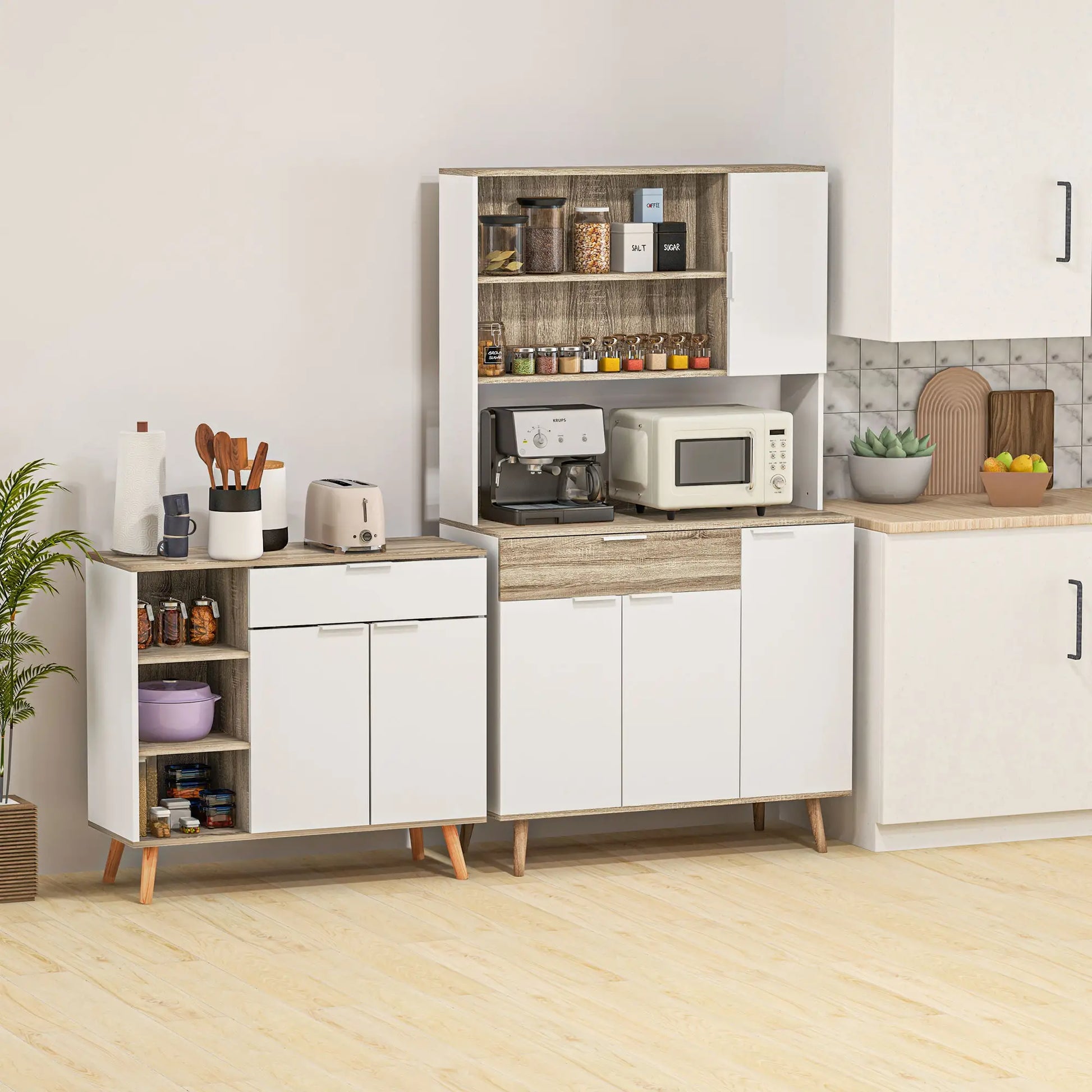 Modern Sideboard Cabinet, 2 Doors, Drawer, Adjustable Shelves Kitchen Pantry Cabinets at Gallery Canada