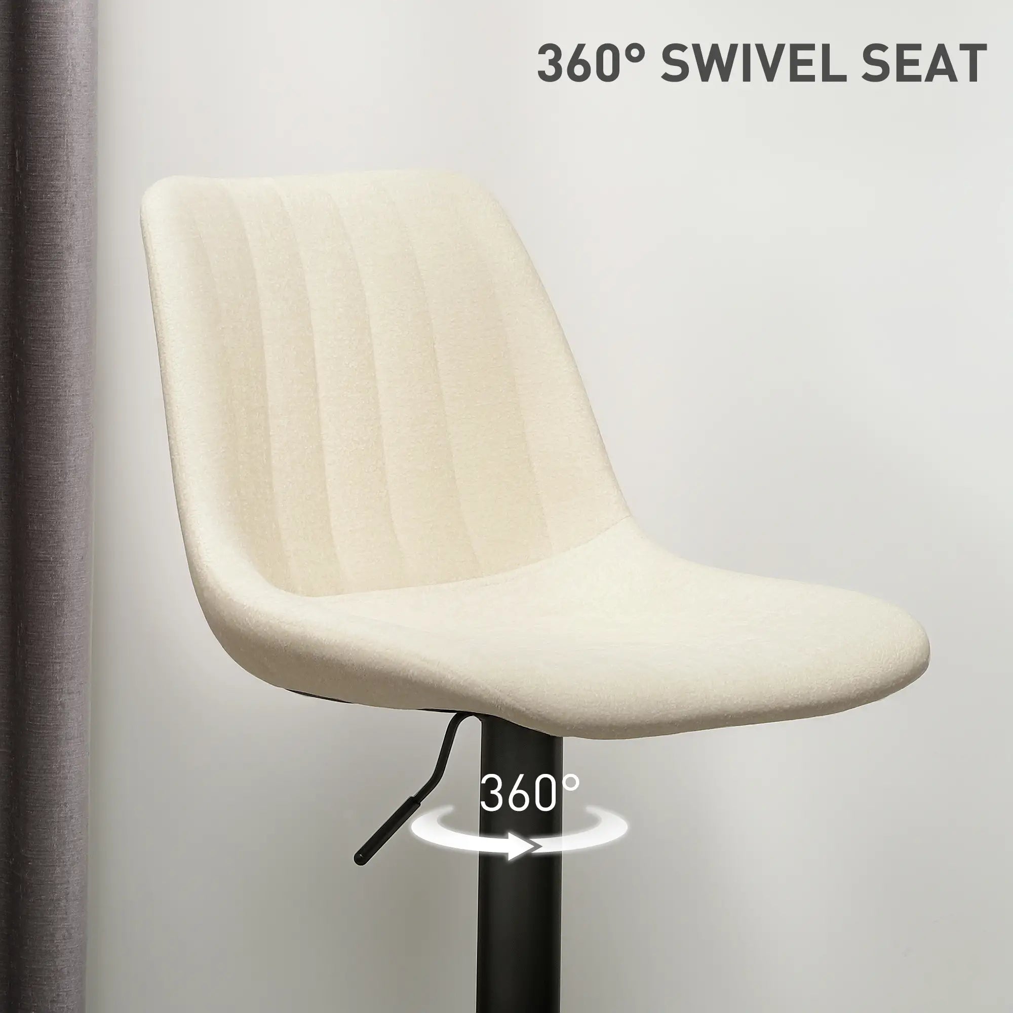 Adjustable Barstools Set of 2, Swivel with Back, Footrest, Beige Bar Stools at Gallery Canada