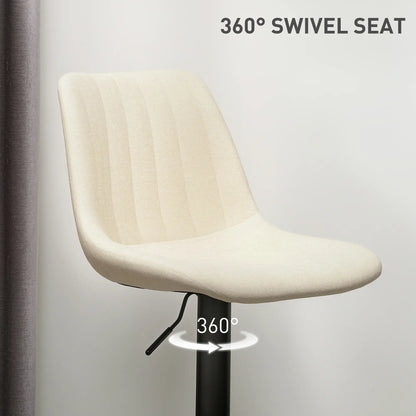 Adjustable Barstools Set of 2, Swivel with Back, Footrest, Beige Bar Stools at Gallery Canada