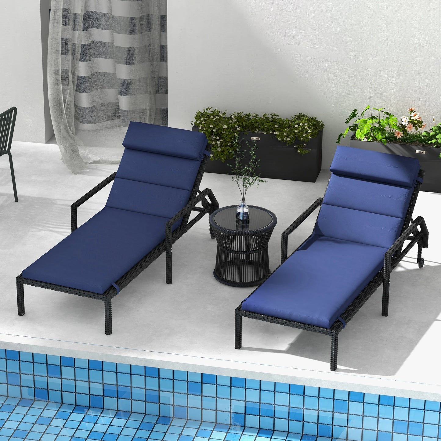 Patio Chaise Lounge Chair Cushions, Set of 2, Dark Blue Patio Chair Cushions at Gallery Canada