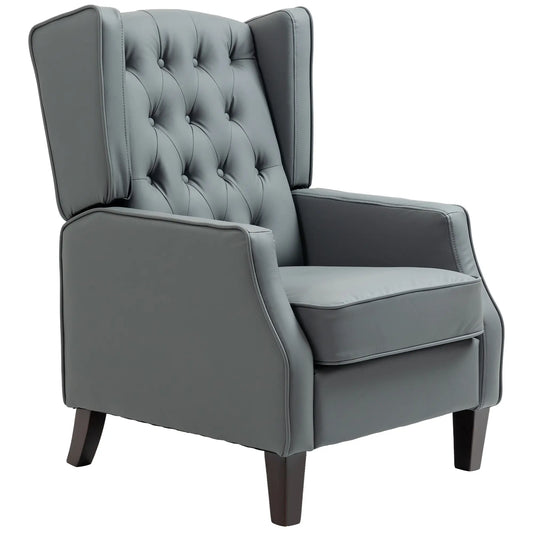 Faux Leather Armchair, Modern Accent Chair, Thick Padding, Grey Accent Chairs Grey at Gallery Canada