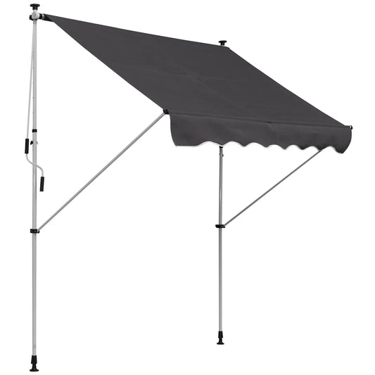 6.6'x5' Retractable Patio Awning, Sun Shade, Water Resistant, Grey Door Awnings Grey at Gallery Canada