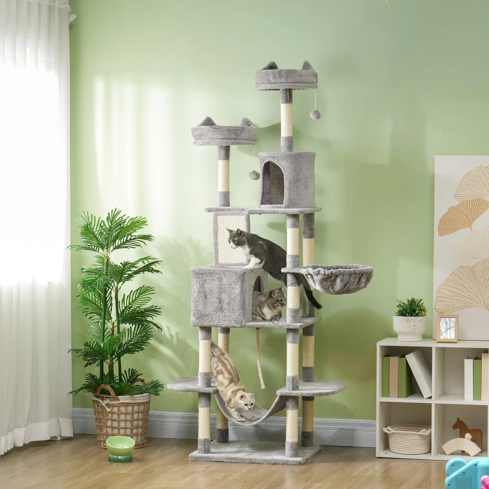 81" Large Cat Tree, Scratching Posts, Condos, Beds, Hammocks, Light Grey Cat Towers at Gallery Canada