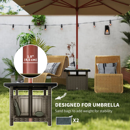 22 Square Steel Rattan Table, Umbrella Hole, Outdoor Patio, Mixed-Grey Patio Dinning Tables at Gallery Canada