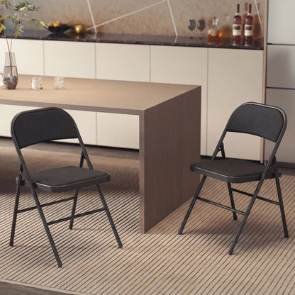 Metal Foldable Chairs, Set of 2, Linen Fabric Padded, Black Patio Chairs at Gallery Canada