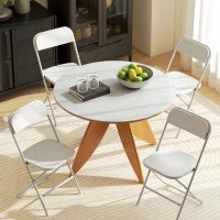 Lot de 4 chaises pliantes, structure métallique, portables, blanches