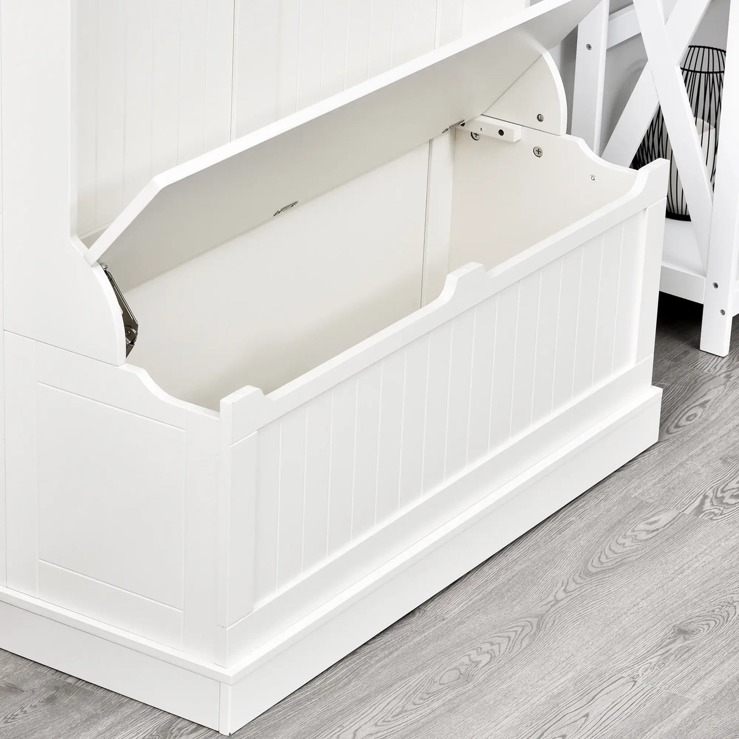 3-In-1 Hall Tree, Coat Rack, Shoe Storage, Bench Seat, White