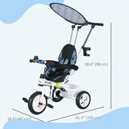 6 in 1 Kids Tricycle, Removable Handlebar, Canopy, Blue Tricycles for Kids at Gallery Canada