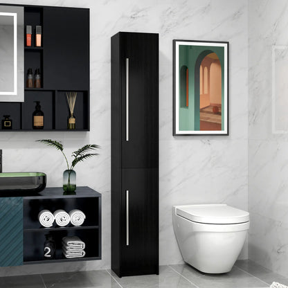 Tall Bathroom Storage Cabinet, Adjustable Shelves, Wood Grain, Black Bathroom Cabinets at Gallery Canada
