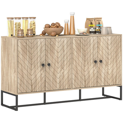 Sideboard Buffet Cabinet with 2 Adjustable Shelves and Steel Base, TV Stand, Coffee Bar Cabinet for Living Room, Oak Storage Cabinets at Gallery Canada