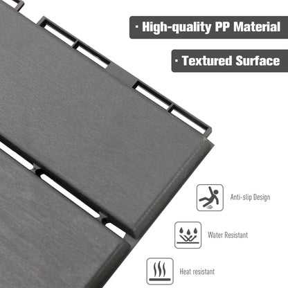 9 Pcs PP Interlocking Deck Tile, 12 x 12, Indoor Outdoor, Black Deck Tiles at Gallery Canada