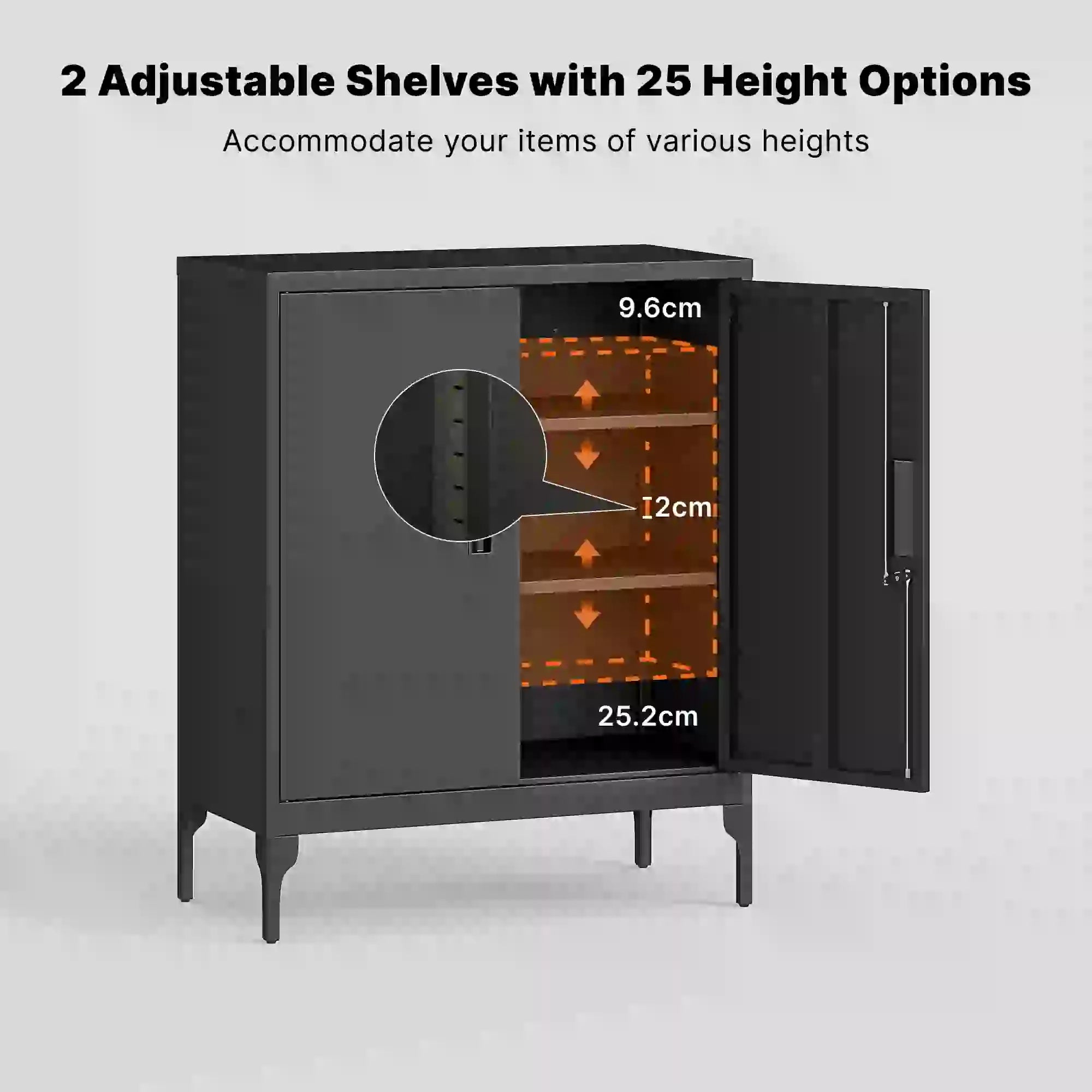 Office Storage Cabinet with Lock, Adjustable Shelves, Black Office Cabinets & Cupboards at Gallery Canada