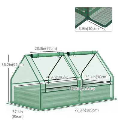6' x 3' Metal Planter Box with Cover, Raised Garden Bed, Green and Silver Mini Greenhouses at Gallery Canada