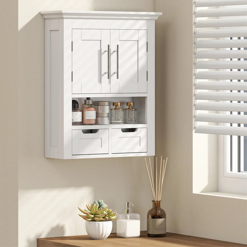 White Wall Cabinet, Medicine Cabinet With Shelf, 24 Inch, White