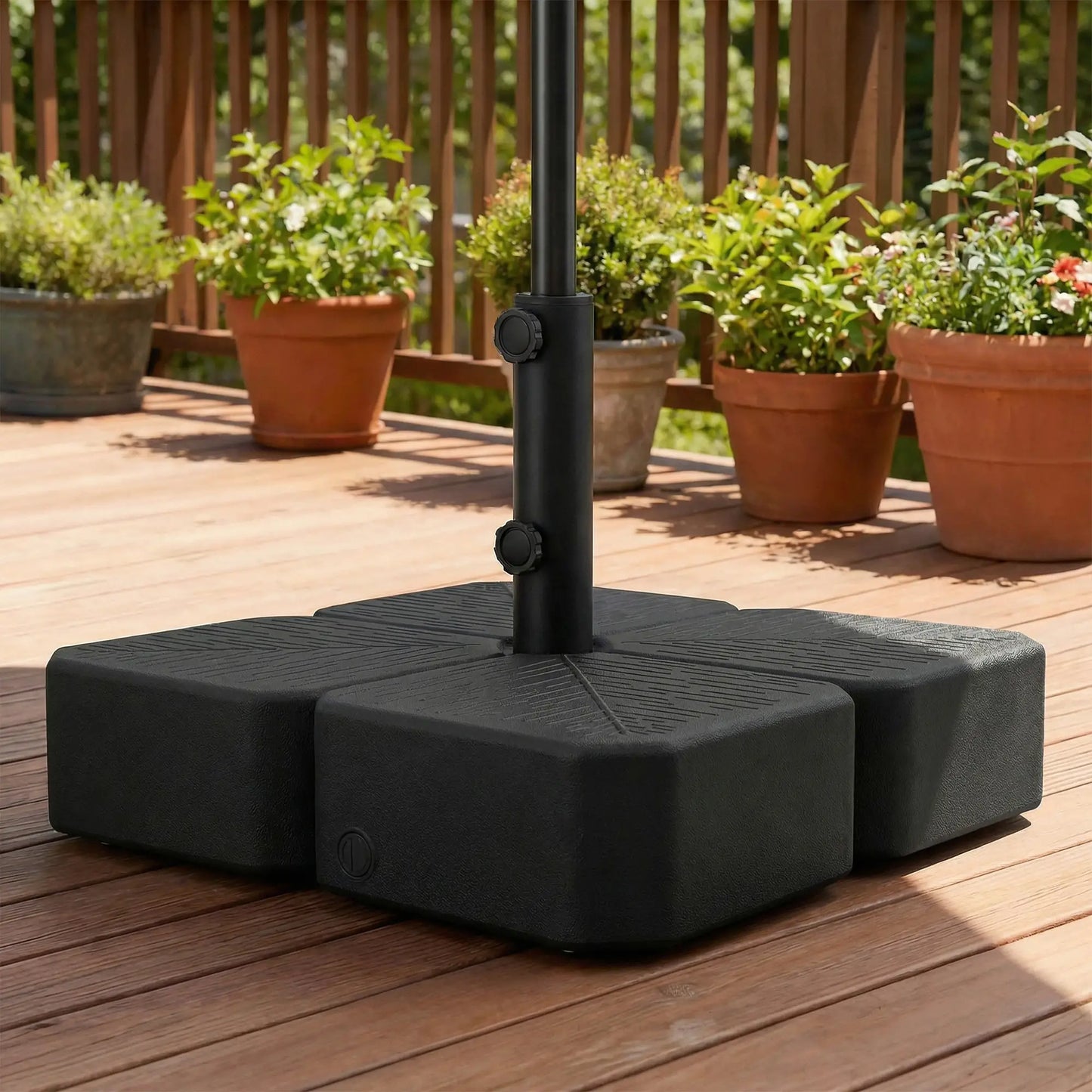 Heavy Duty Outdoor Umbrella Stand, 1.5"/1.9" Poles, Wheels With Brake, Black Umbrella Bases at Gallery Canada