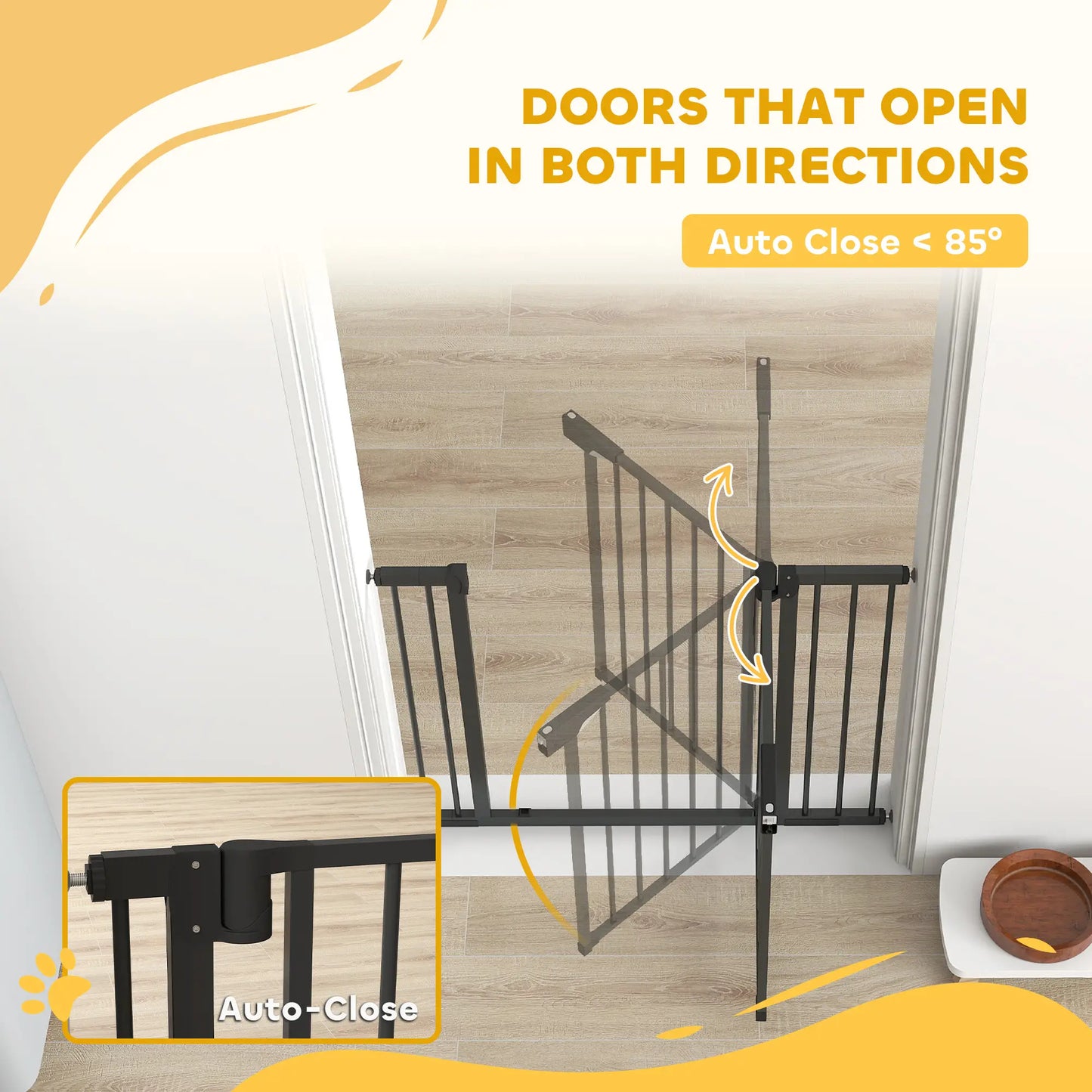 Baby Gate, Pet Safety Gate, 30"-41" Wide, Auto-Close, Black Pet Gates at Gallery Canada