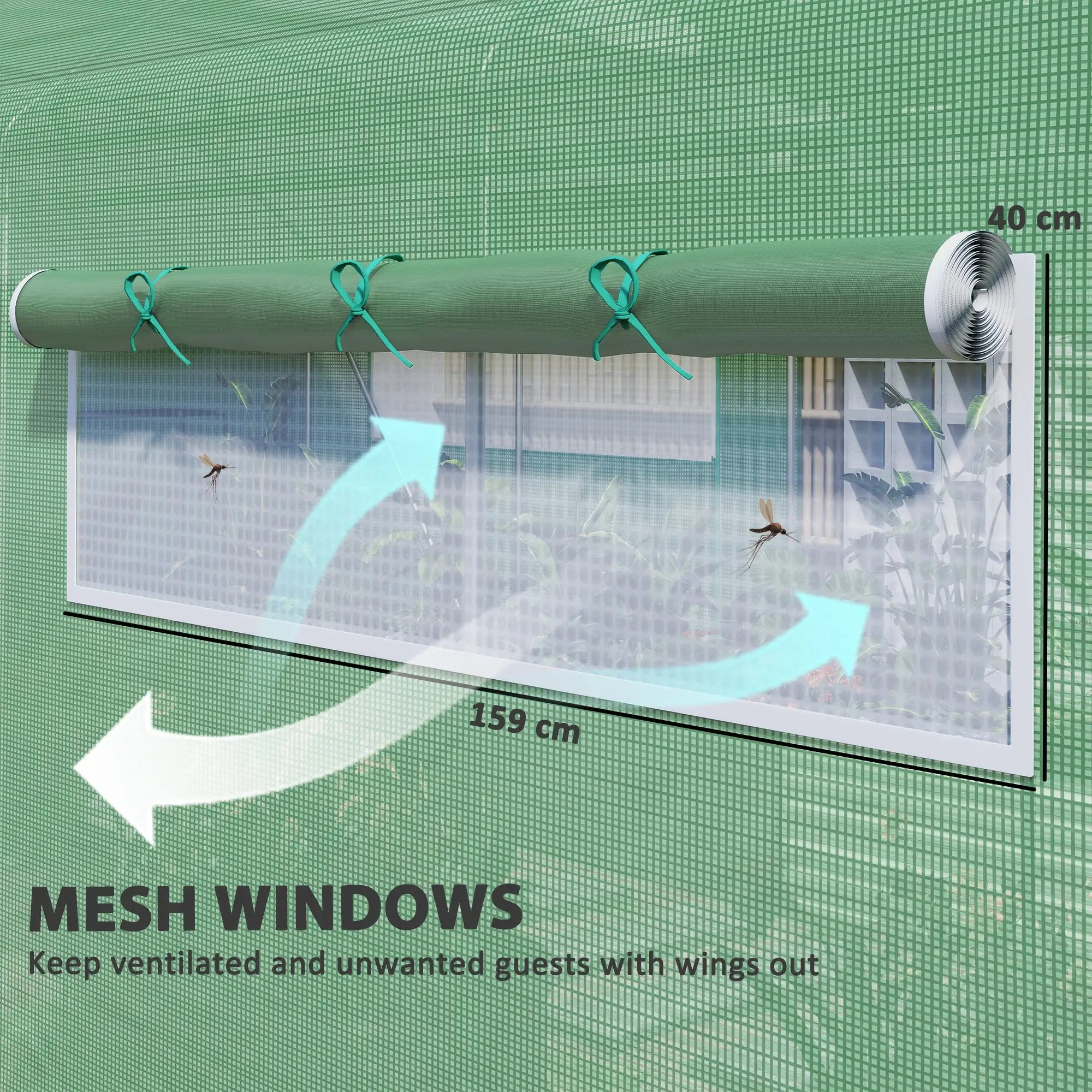 19.5' x 10' x 7.5' Walk-In Greenhouse, 3 Roll-Up Doors, Mesh Windows, Green Tunnel Greenhouses at Gallery Canada