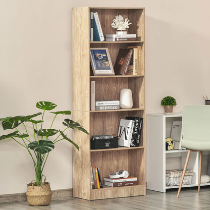 5-Tier Bookcase, Adjustable Shelves, Living Room, Home Office, Nature Wood Display Bookshelves at Gallery Canada