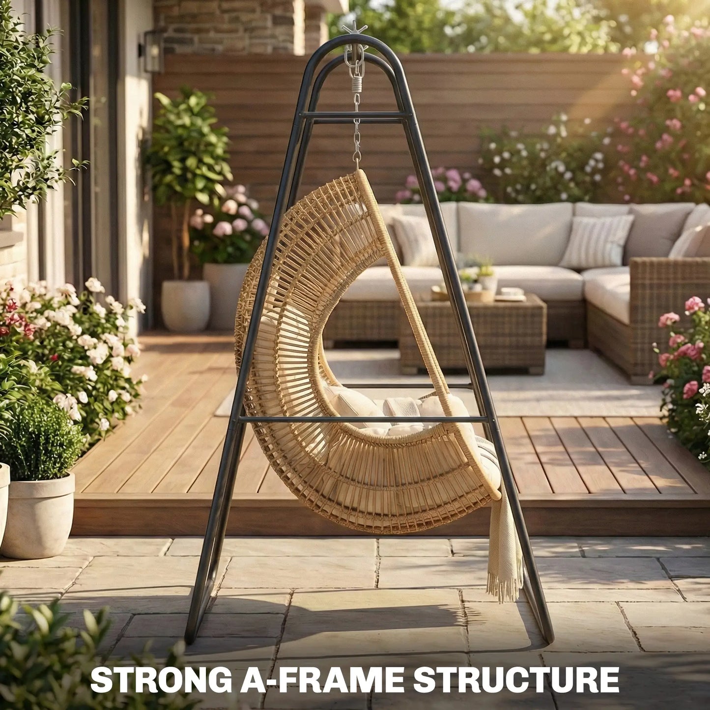 Heavy Duty Steel A-Frame Hammock Stand, Max Load 330 LBS, Black Hammock Stands at Gallery Canada