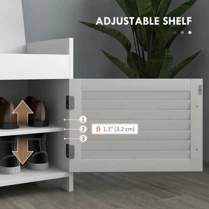 Entryway Bench with Cushion, Hidden Storage, 35.4", White Shoe Storage Cabinets & Racks at Gallery Canada