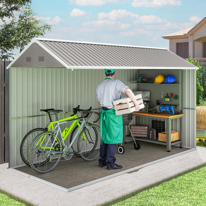 12' x 5.5' Metal Garden Storage Shed, Lockable Door, Light Grey Sheds at Gallery Canada